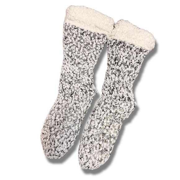 Women's Cozy Sherpa Lined Slipper Socks Sequin Non-Slip Grippers - Picture 3 of 3